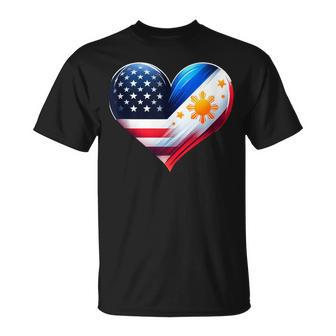 Philippines Flag Proud Filipino Wife Heart Philippines Usa T-Shirt - Monsterry