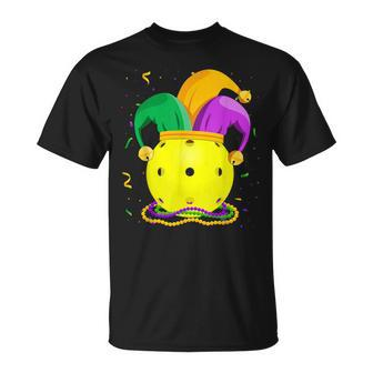 Pickleball Ball & Jester Hat Mardi Gras Fat Tuesday Parade T-Shirt - Monsterry AU