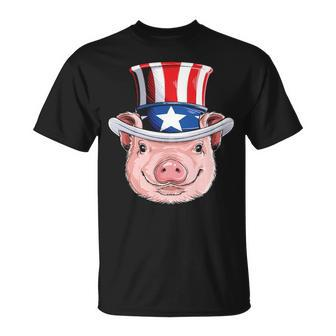 Pig 4Th Of July Uncle Sam American Flag Hat T-Shirt | Mazezy UK