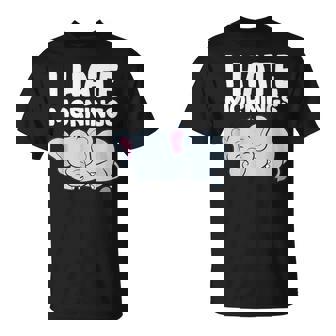 Pijama Elefante Durmiendo I Hate Mornings Lindo Elefante Camiseta unisex - Regaloses