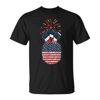 Pineapple American Flag 4Th Of July Cool Hawaiian Patriotic T-Shirt - Monsterry