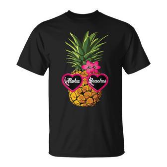 Pineapple Sunglasses T Aloha Beaches Hawaiian Hawaii T-Shirt - Monsterry UK