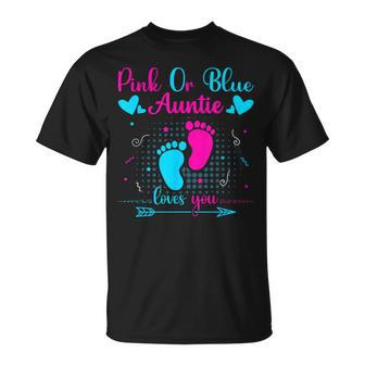 Pink Or Blue Auntie Loves You Cute Gender Reveal Party Baby T-Shirt - Thegiftio UK