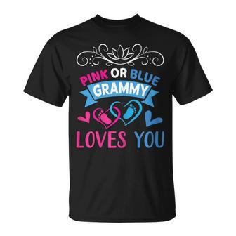 Pink Or Blue Grammy Loves You Gender Reveal Party Shower T-Shirt - Monsterry AU