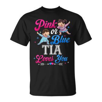 Pink Or Blue Tia Loves You Baby Gender Reveal Party T-Shirt - Monsterry