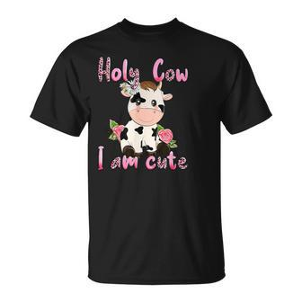 Pink Vintage Holy Cow I'm Cute Moo Cow Mama Leopard Floral T-Shirt - Monsterry UK