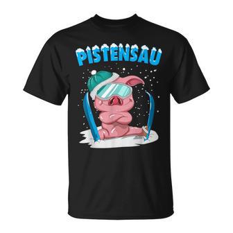 Pistensau Ski Sau Winter Skiing Slogan Piste T-Shirt - Seseable