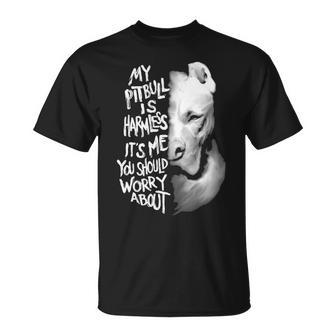 My Pitbull Is Harmless Quote Dog Items Owner T-Shirt | Mazezy