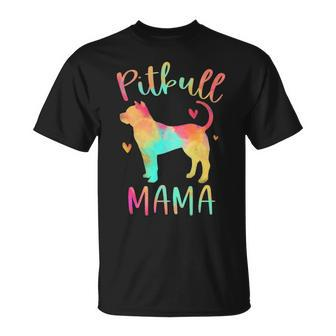 Pitbull Mama Colorful Pitbull Terrier Pittie Dog Mom T-Shirt | Mazezy