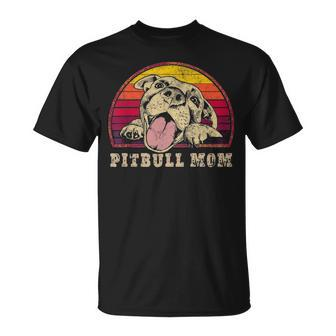Pitbull Mom Vintage Smiling Pitbull Sunset Pbt T-Shirt | Mazezy