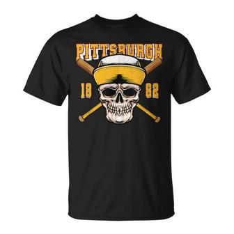 Pittsburgh Baseball Skyline Pennsylvania Player Coach Fan T-Shirt - Seseable