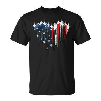 Plane Flag Heart America 4Th Of July T-Shirt - Monsterry UK