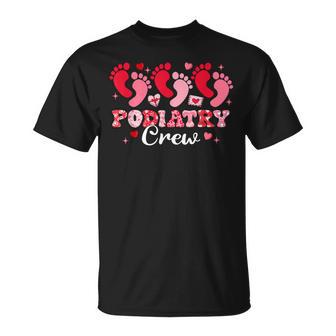 Podiatry Crew Footprint Leopard Podiatrist Valentine's Day T-Shirt - Monsterry UK