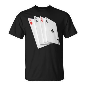 Poker Four Aces Casino Gambling Idea T-Shirt - Monsterry