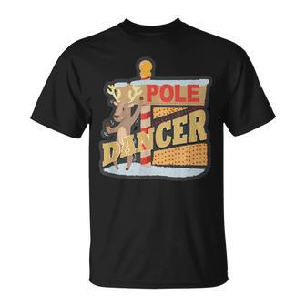 Pole Dancing Naughty Reindeer T-Shirt - Monsterry UK