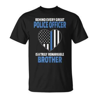 Police Officer Brother Cute Heart Flag T-Shirt - Monsterry