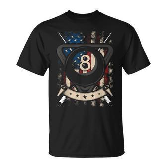 Pool Snooker Billiards Player 8 Ball Usa American Flag T-Shirt | Mazezy