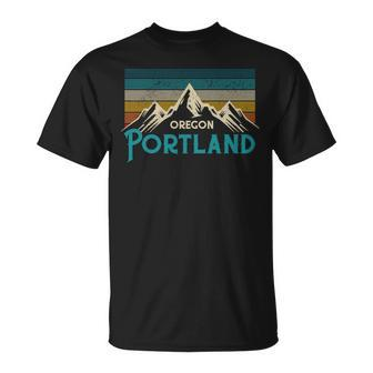 Portland Oregon Vintage Mountains Souvenir T-Shirt - Monsterry