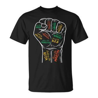 Power Fist Hand Inspiring Black Leaders Black History T-Shirt - Seseable
