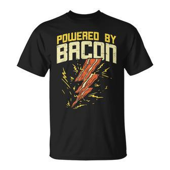 Powered By Bacon Bacon Goes With Everything T-Shirt - Monsterry