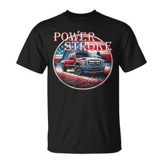 Powerstroke Diesel Truck Usa Flag Obs Truck Diesel Truck T-Shirt - Monsterry