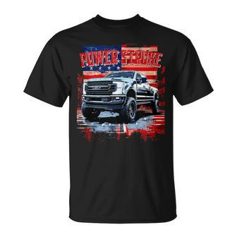Powerstroke Patriotic Truck American Flag New Body Style T-Shirt - Monsterry