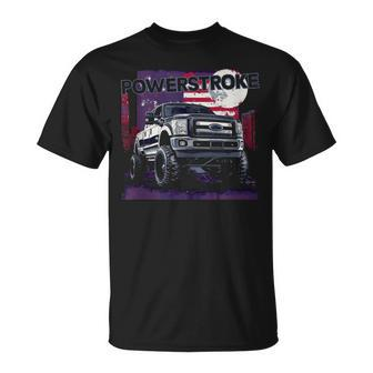 Powerstroke Single Cab Truck American Flag New Body Style T-Shirt - Monsterry