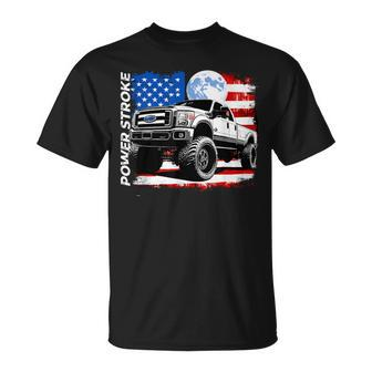 Powerstroke Turbo Diesel Truck American Flag Rolling Coal T-Shirt - Monsterry AU