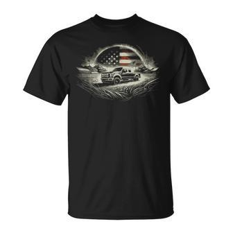 Powerstroke Turbo Diesell Truck American Flag Rolling Coal T-Shirt - Monsterry UK