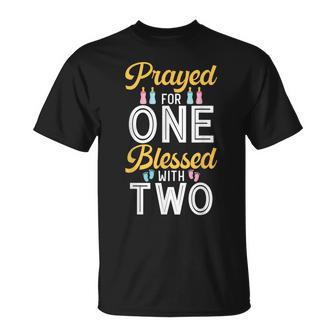 Prayed For One Blessed With Two Twin Siblings Twin Parents T-Shirt - Monsterry CA