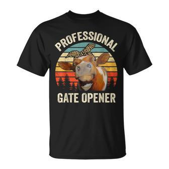 Professional Gate Opener Cow Lover Vintage Retro Heifer T-Shirt - Monsterry