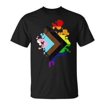 Progress Pride Rainbow Flag For Inclusivity T-Shirt - Monsterry CA