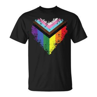 Progressive Pride Flag Heart Lgbtq For Lgbt Lesbian Gay T-Shirt - Monsterry CA