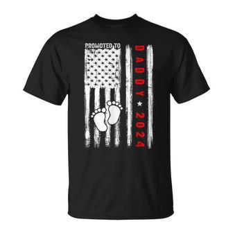 Promoted To Daddy 2024 Patriotic American Flag Fathers Day T-Shirt - Thegiftio UK