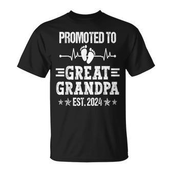 Promoted To Grandpa Est 2024 Great Grandfather Fathers Day T-Shirt - Thegiftio UK
