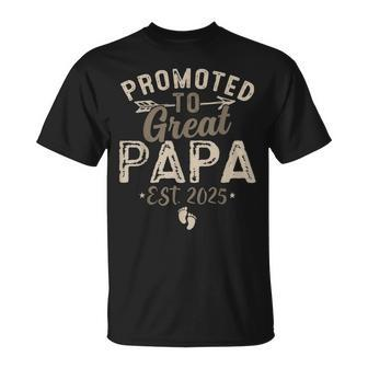 Promoted To Great Papa Est 2025 Daddy Father's Day T-Shirt - Seseable