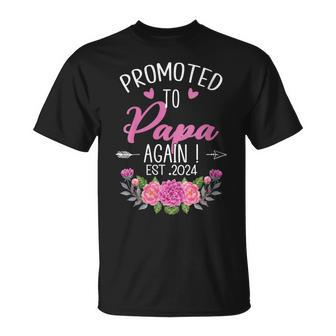 Promoted To Papa Again 2024 New Dad Father's Day Baby Comin T-Shirt - Thegiftio UK