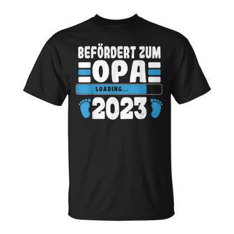 Promotes To Grandpa 2023 Loading Pregnancy Announcement T-Shirt - Monsterry