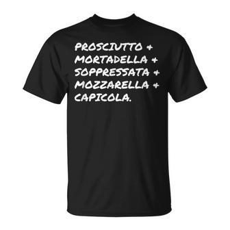 Prosciutto Mortadella Soppressata Mozzarella Capicola T-Shirt - Monsterry