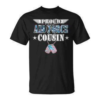 Proud Air Force Cousin Us Flag Dog Tags Wing Military Family T-Shirt - Monsterry CA