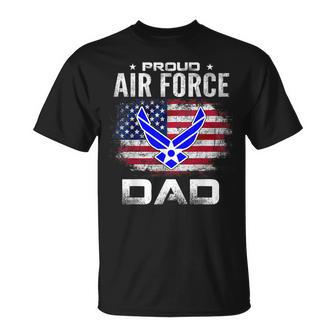 Proud Air Force Dad With American Flag Veteran T-Shirt - Monsterry