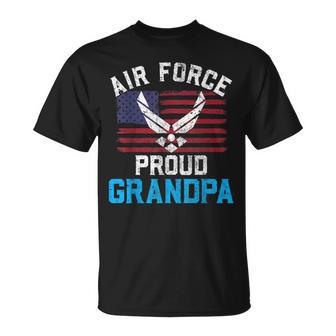 Proud Air Force Grandpa American Flag Veteran T-Shirt - Monsterry DE