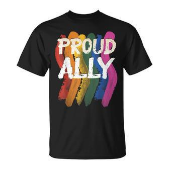 Proud Ally Pride Month Lgbtq Flag Lesbian Gay Allies T-Shirt - Thegiftio UK