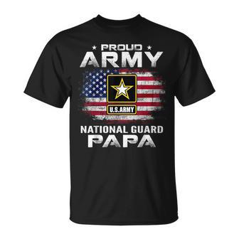 Proud Army National Guard Papa With American Flag T-Shirt - Monsterry DE