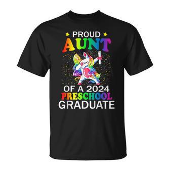 Proud Aunt Of A 2024 Preschool Graduate Unicorn Dab T-Shirt - Monsterry