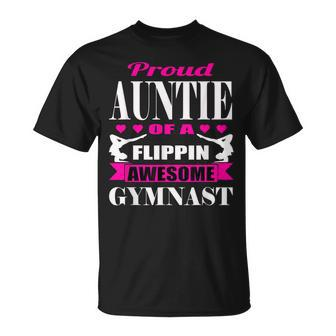 Proud Auntie Of A Flippin Awesome Gymnast Gymnastics Aunt T-Shirt - Monsterry AU