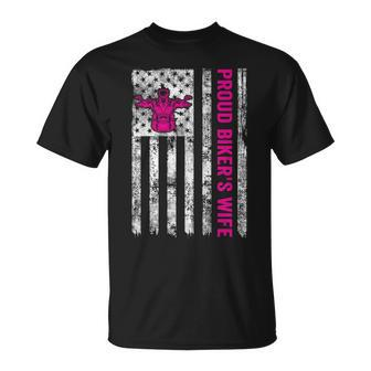 Proud Biker's Wife American Flag Patriotic T-Shirt | Mazezy