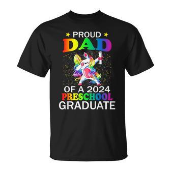 Proud Dad Of A 2024 Preschool Graduate Unicorn Dab T-Shirt - Monsterry UK