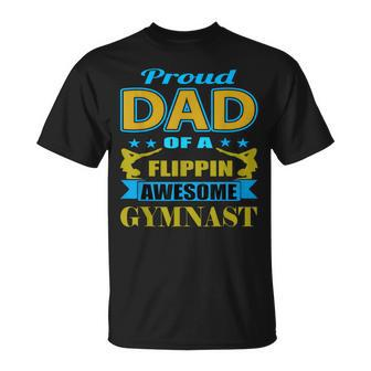 Proud Dad Of A Flippin Awesome Gymnast Gymnastics Dad T-Shirt - Monsterry