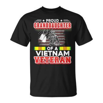 Proud Granddaughter Of A Vietnam Veteran Day American Flag T-Shirt - Monsterry DE